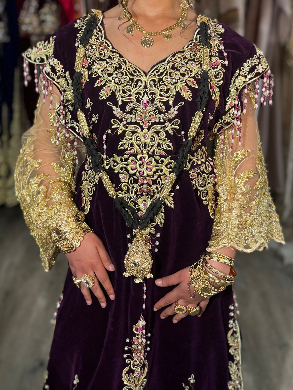 Manches dentelle perlée